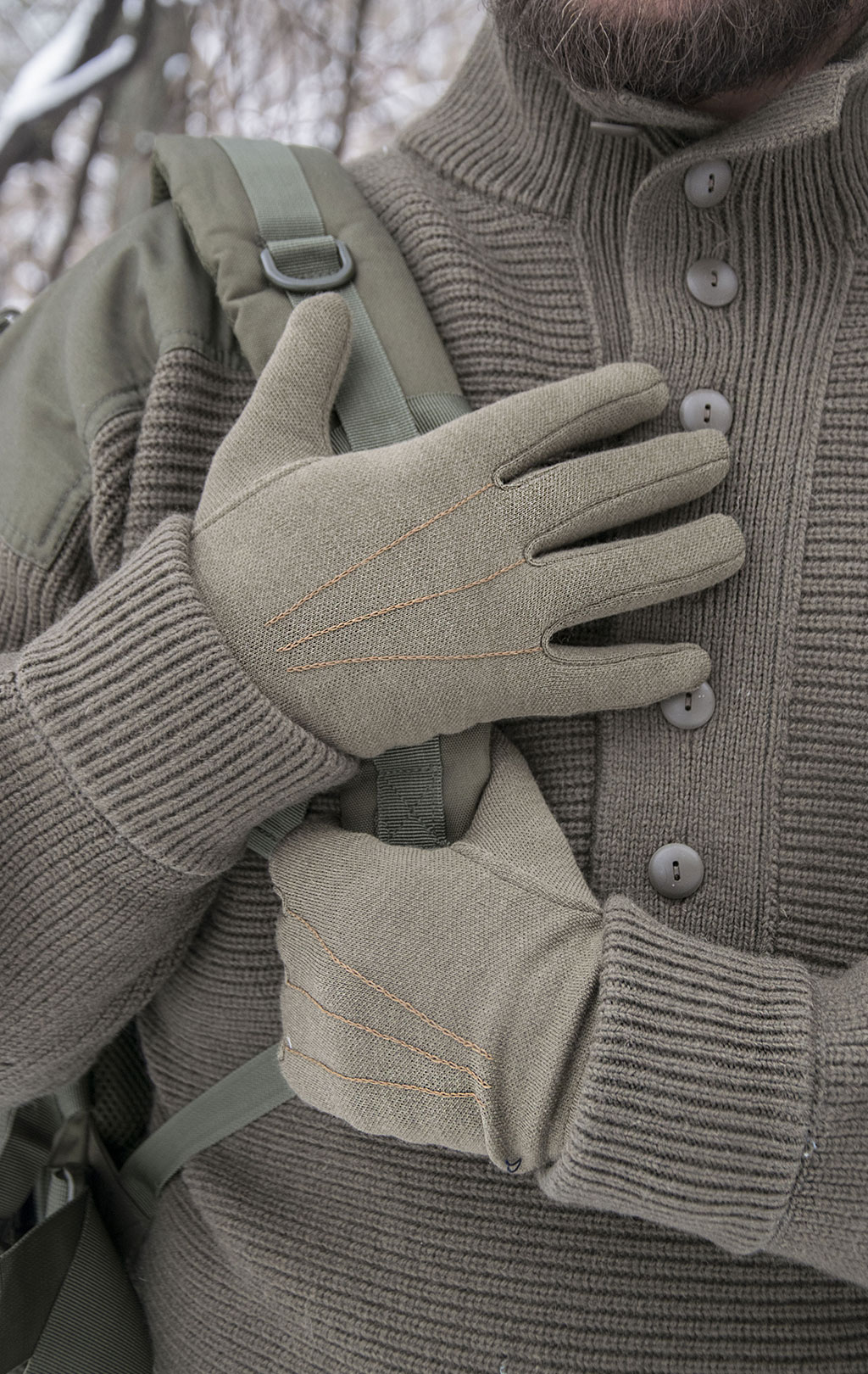 Перчатки утеплённые шерсть olive Италия