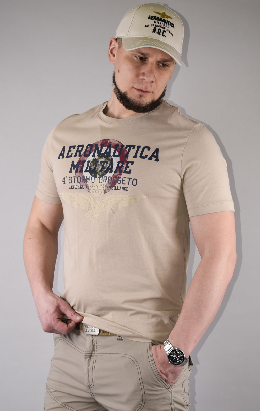 Футболка AERONAUTICA MILITARE big size SS 22/TR sabbia (TS 1940) 