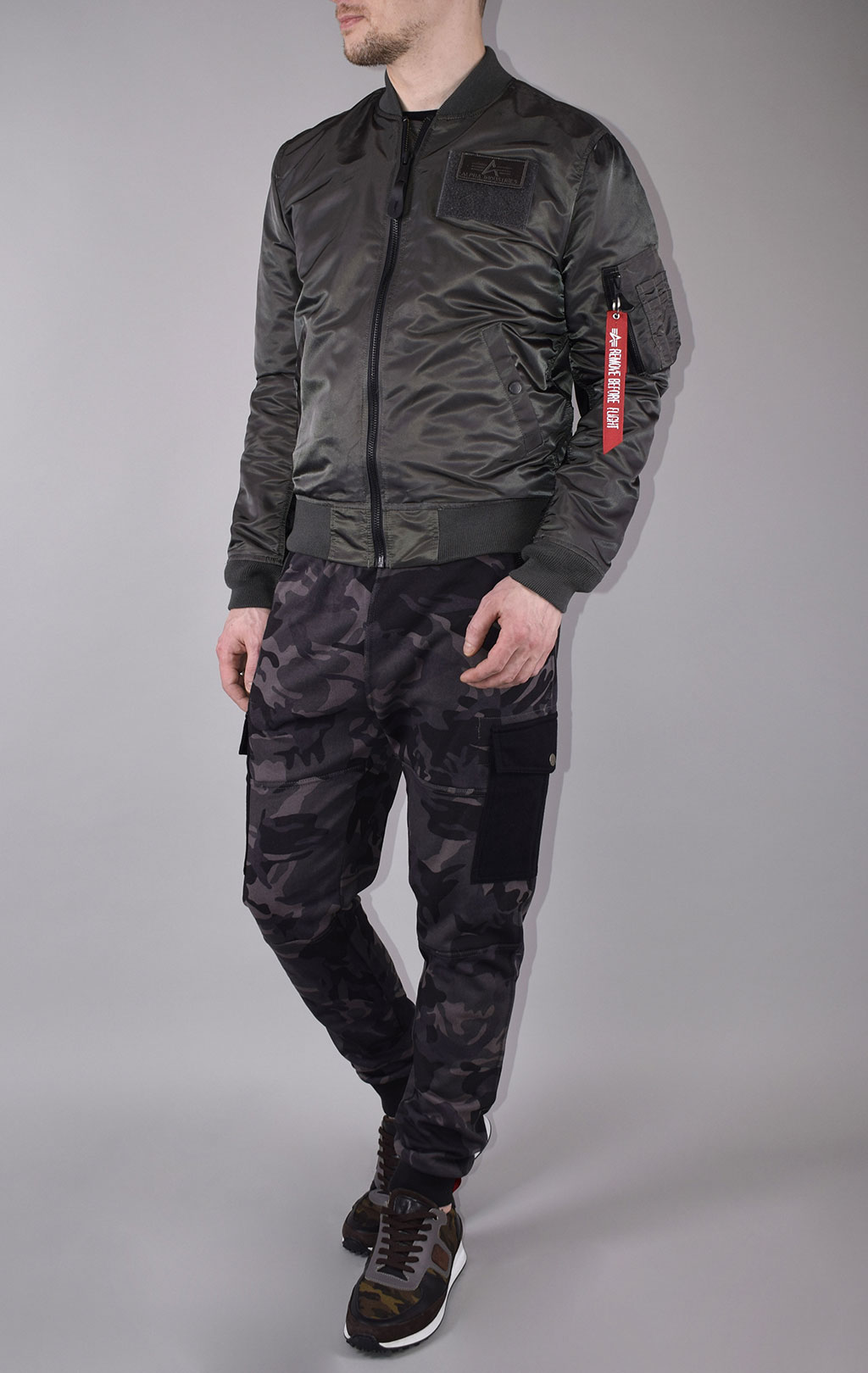 Ветровка-бомбер ALPHA INDUSTRIES MA-1 TT CUSTOM greyblack 