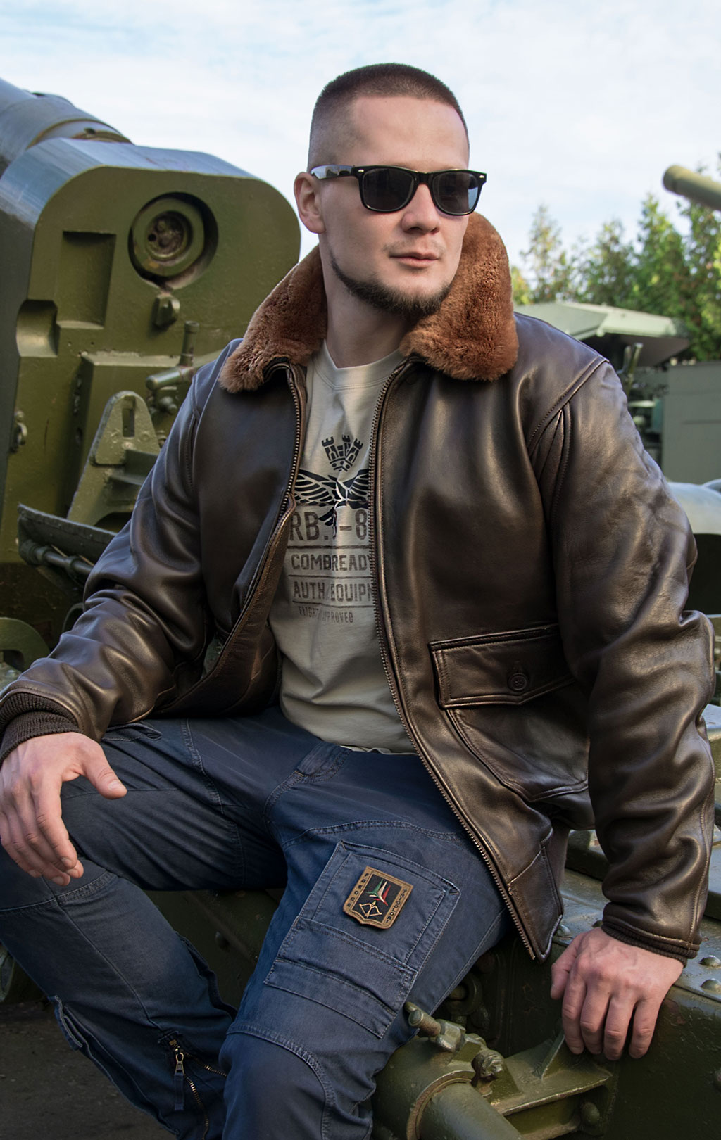 Куртка-пилот COCKPIT G-1 NAVY кожа brown (Z201035) 