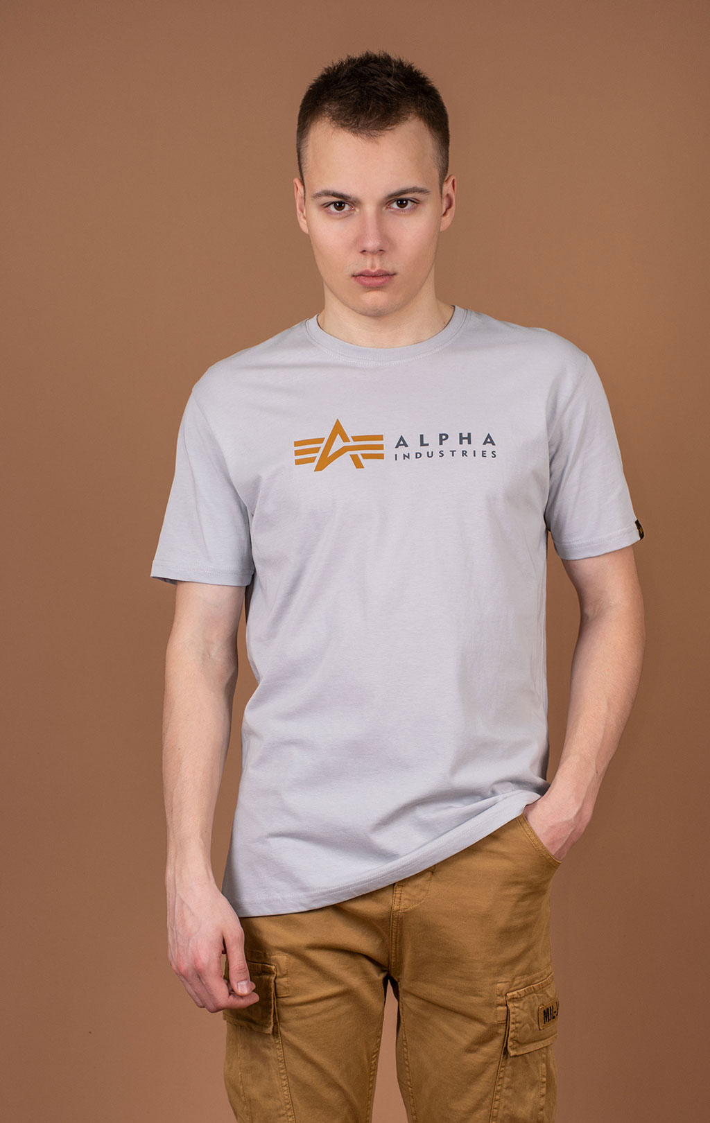 Футболка ALPHA INDUSTRIES ALPHA LABEL T pastel grey 
