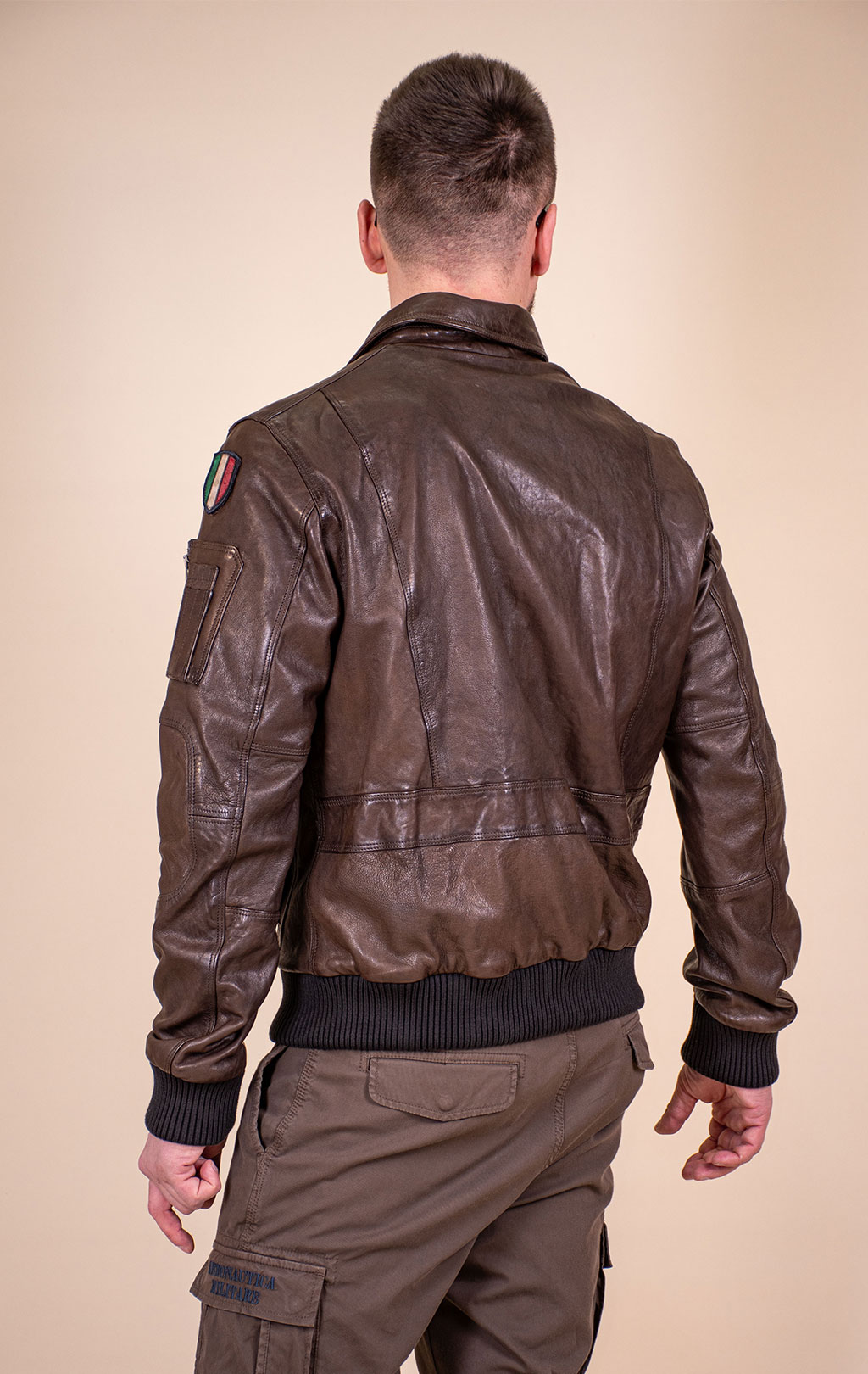 Куртка-пилот AERONAUTICA MILITARE big size кожа SS 26/IT marrone (PN 5058) 