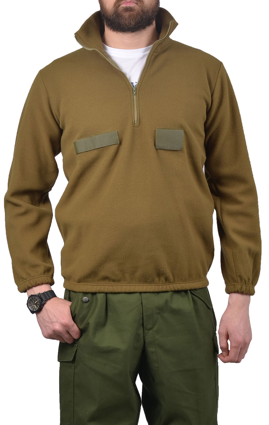 Флис 1/2 zip армейский olive Италия