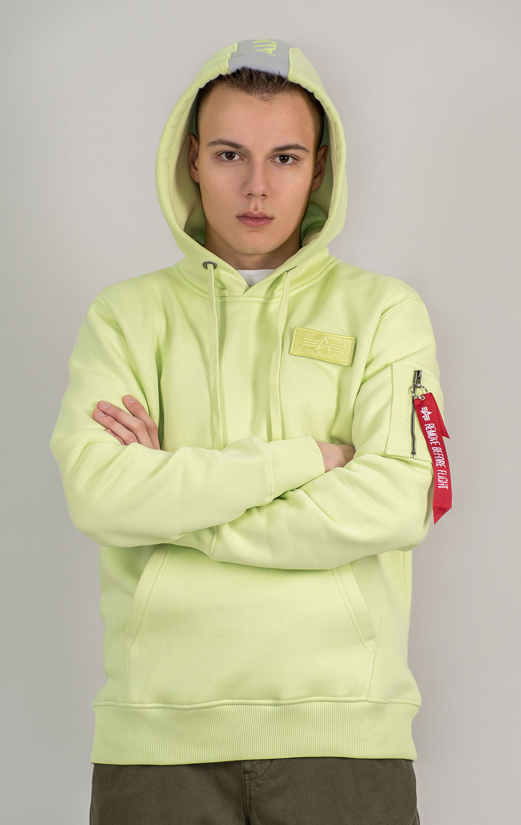 Толстовка ALPHA INDUSTRIES REFLECTIVE STRIPE HOODY arctic lime 