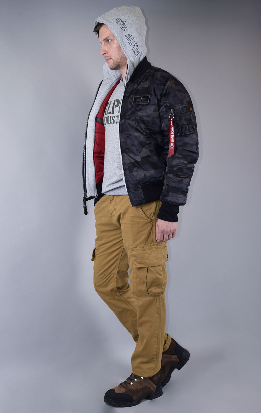 Куртка-бомбер лётная ALPHA INDUSTRIES MA-1 D-Tec black camo 