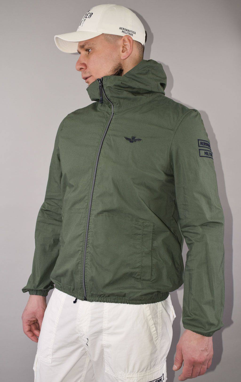 Ветровка AERONAUTICA MILITARE big size SS 23 m/TR verde militare (AB 2054) 