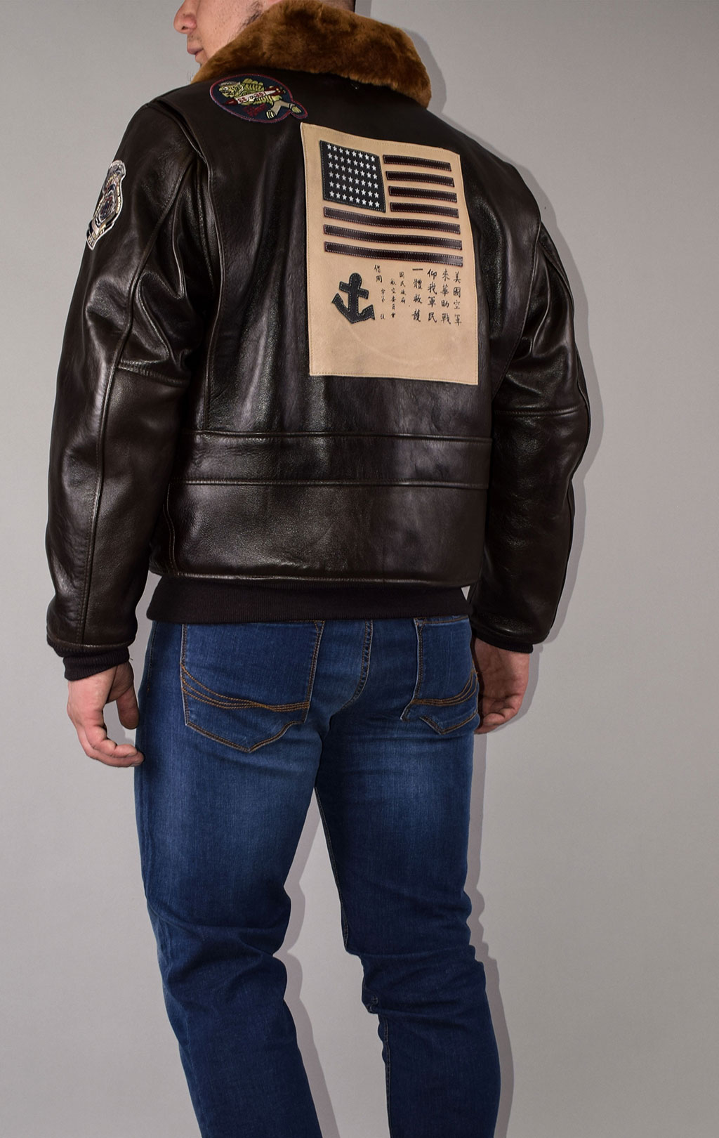 Куртка летная COCKPIT G-1 Top Gun Navy кожа brown (Z201036) 