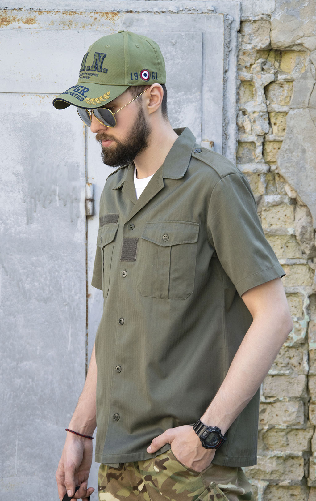 Рубашка короткий рукав olive Франция