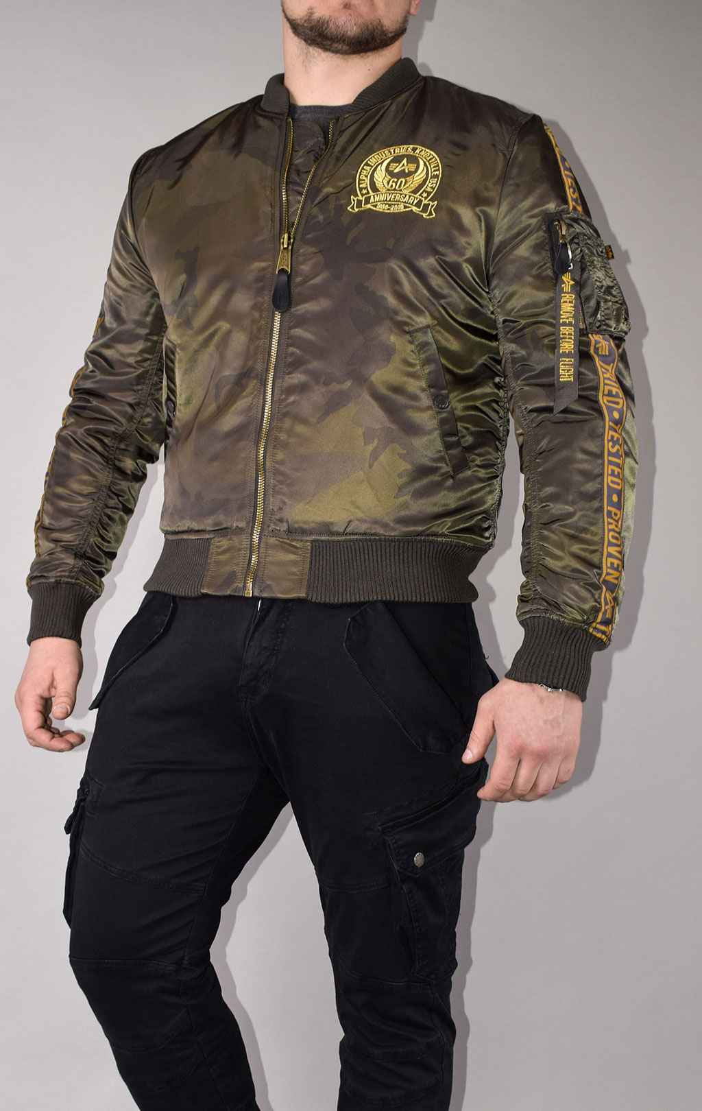 Бомбер ALPHA INDUSTRIES MA-1 60TH ANNIVERSARY dark olive camo 