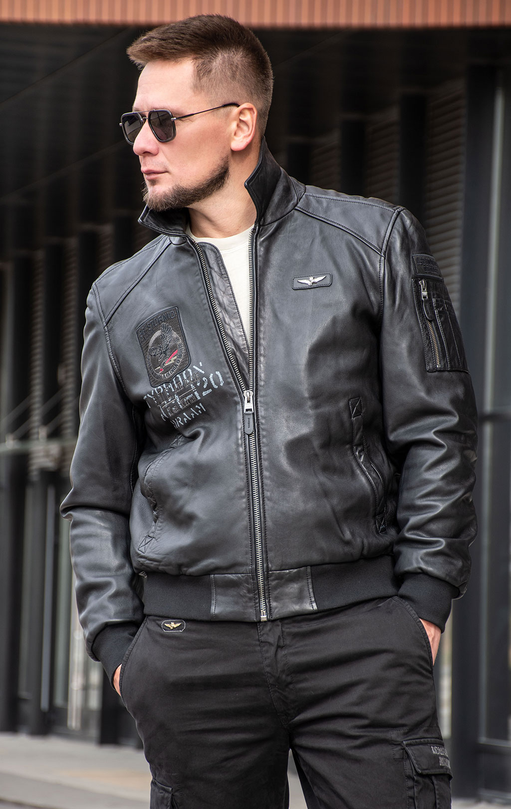 Куртка-пилот AERONAUTICA MILITARE кожа FW 24/25/IN nero (PN 950) 
