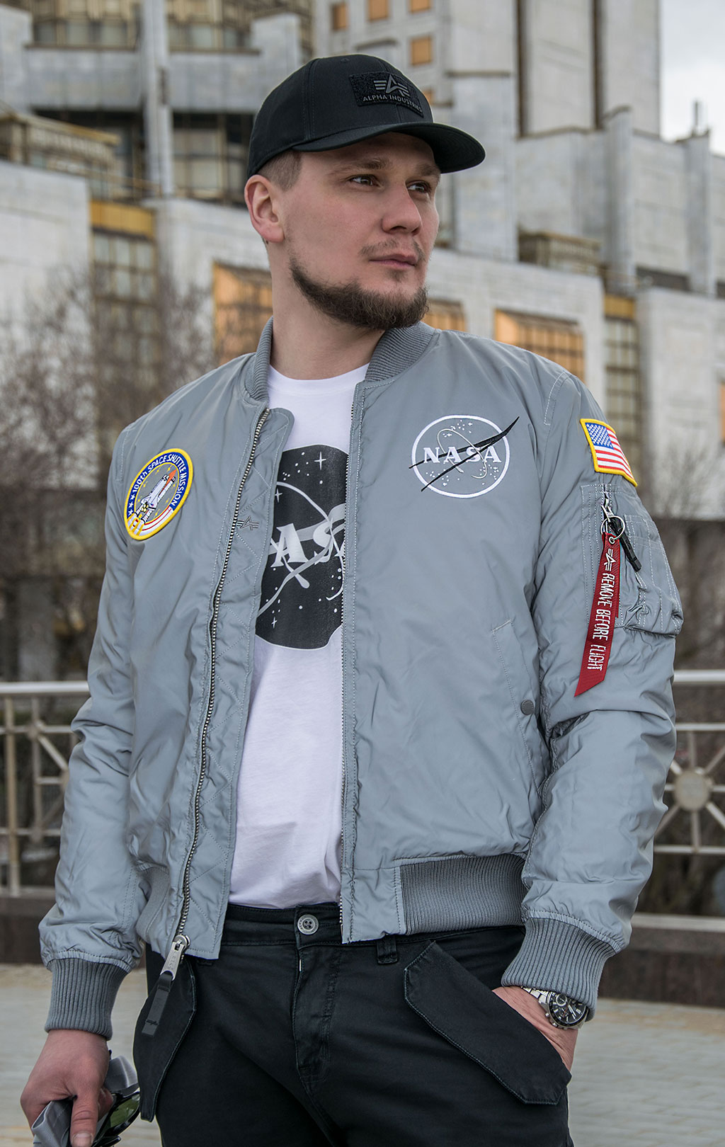 Бомбер ALPHA INDUSTRIES MA-1 NASA REFLECTIVE silver/reflective 