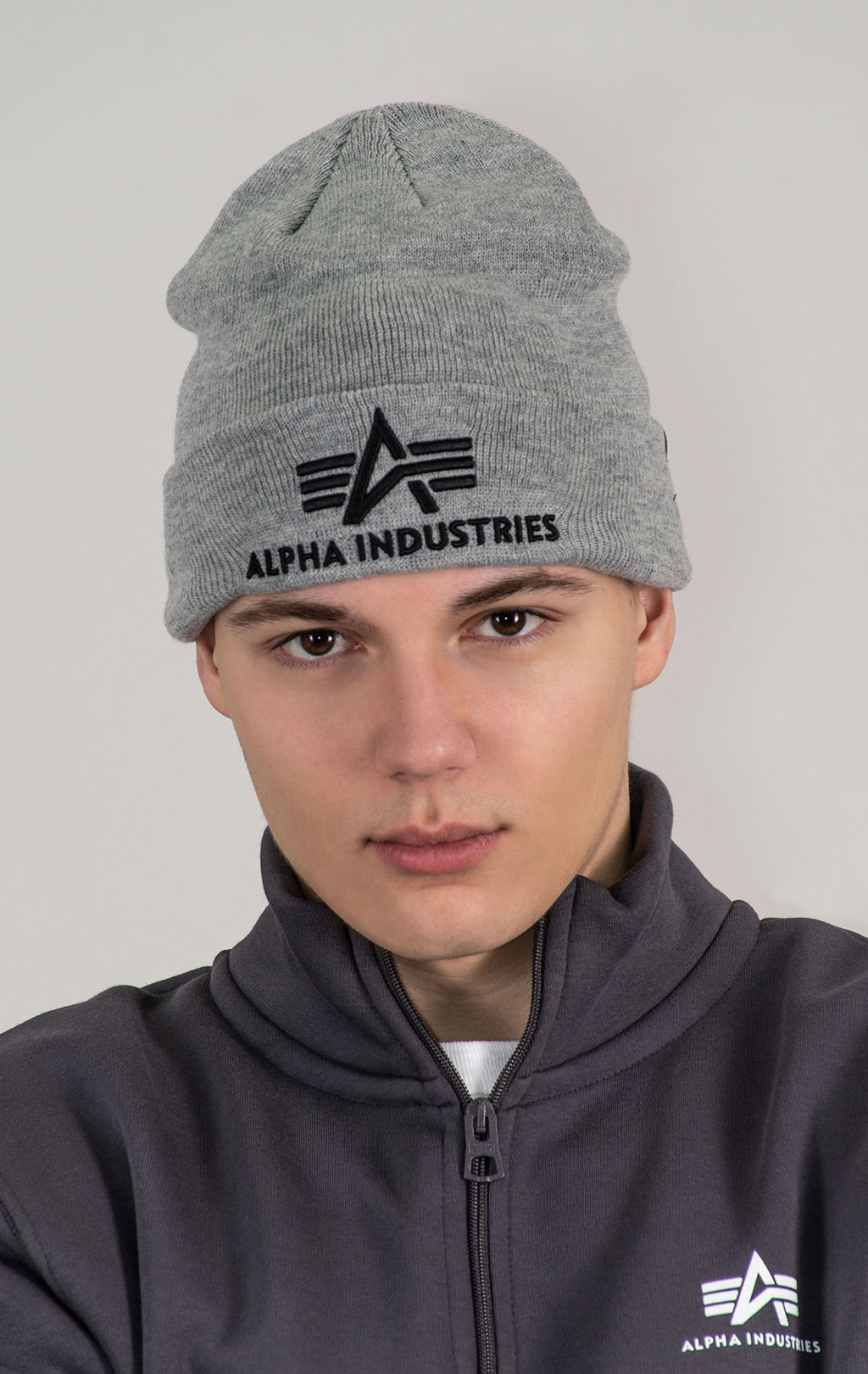Шапка ALPHA INDUSTRIES 3D BEANIE grey heather 