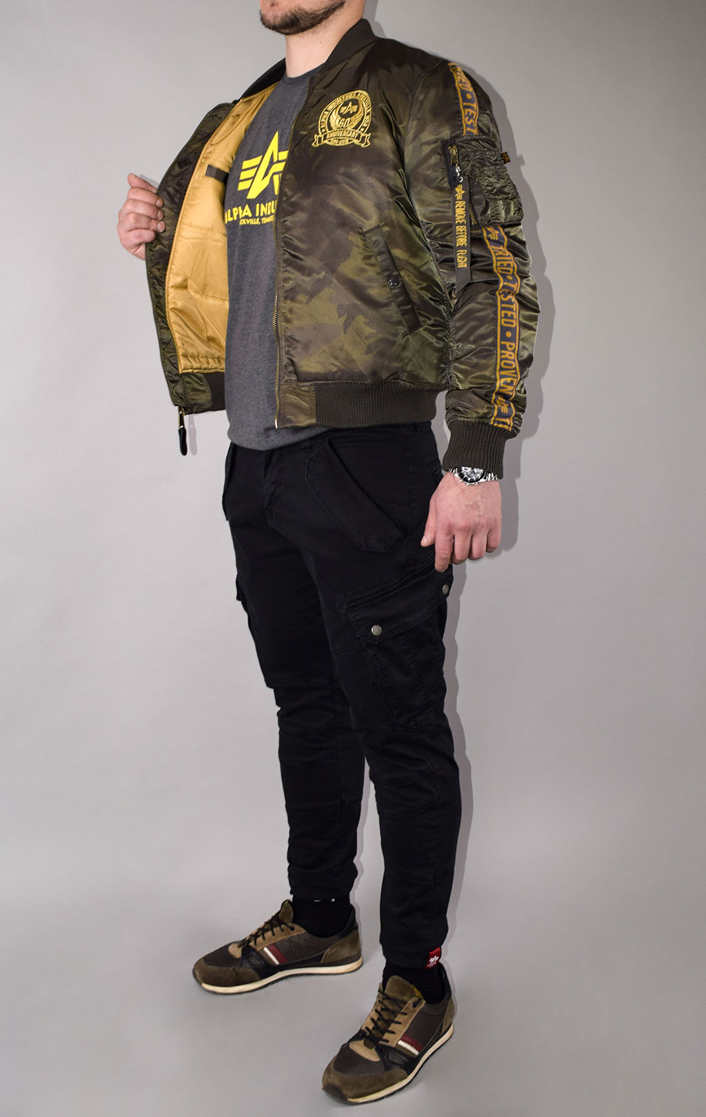 Бомбер ALPHA INDUSTRIES MA-1 60TH ANNIVERSARY dark olive camo 
