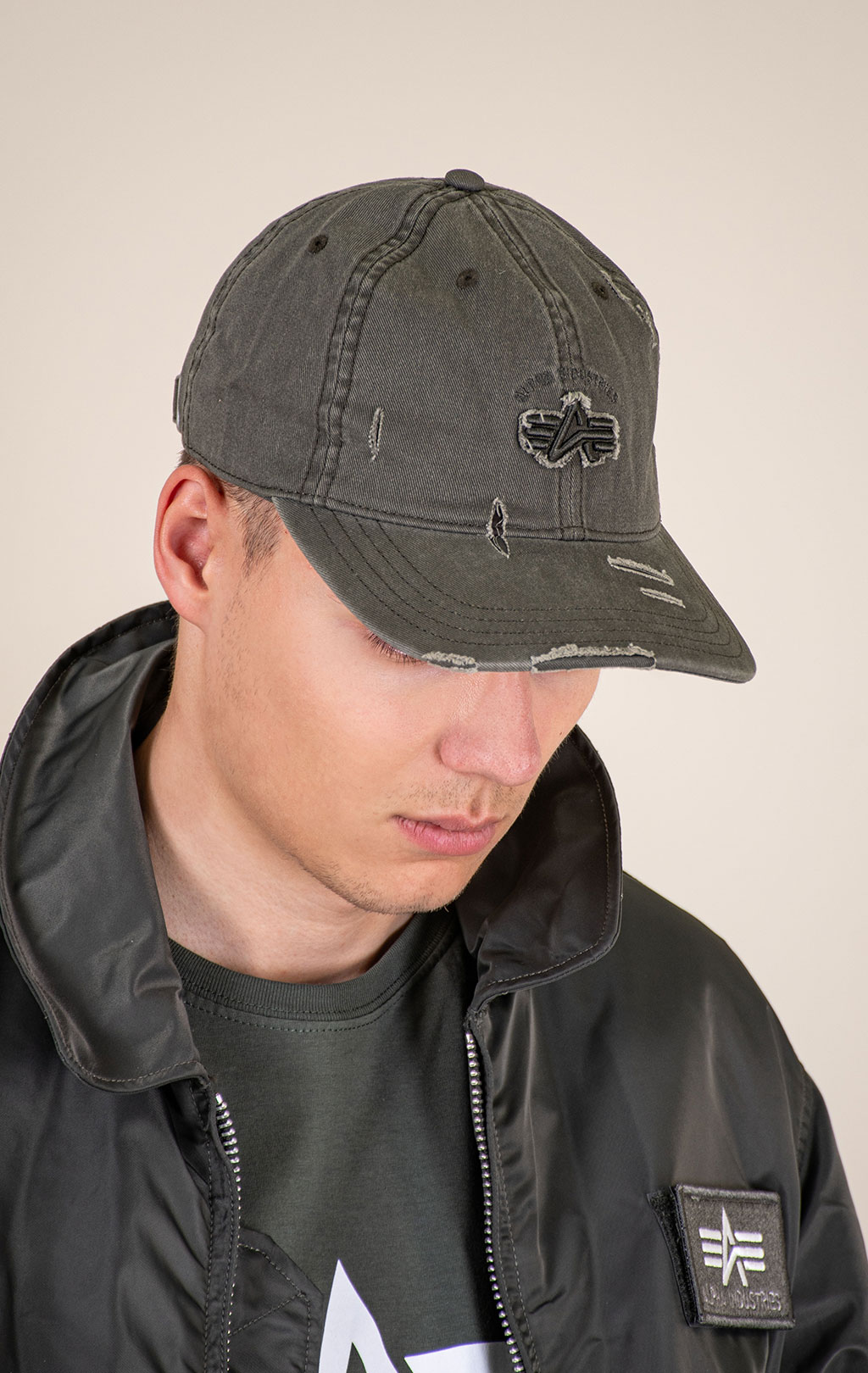 Бейсболка ALPHA INDUSTRIES ACID LOGO CAP dark olive 