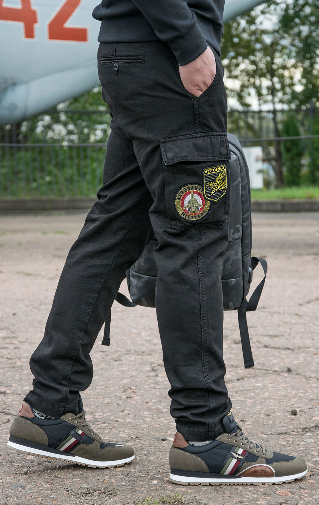 Брюки-карго AERONAUTICA MILITARE плотные FW 21/22/AL jet black (PA 1437) 