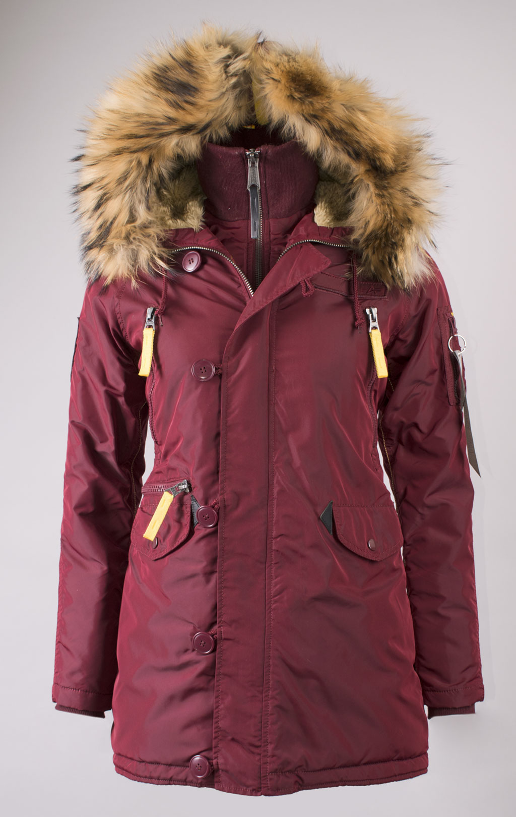 Женская аляска ALPHA INDUSTRIES N-3B PPS натур. мех burgundy 