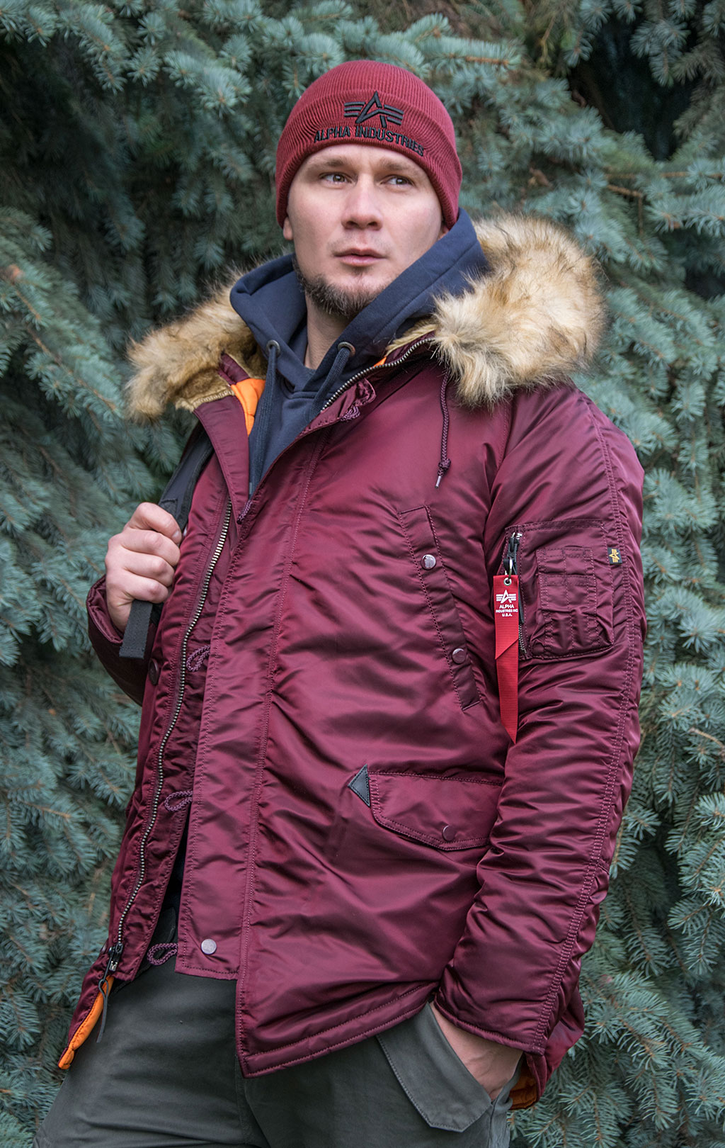 Аляска ALPHA INDUSTRIES N-3B VF 59 deep maroon 
