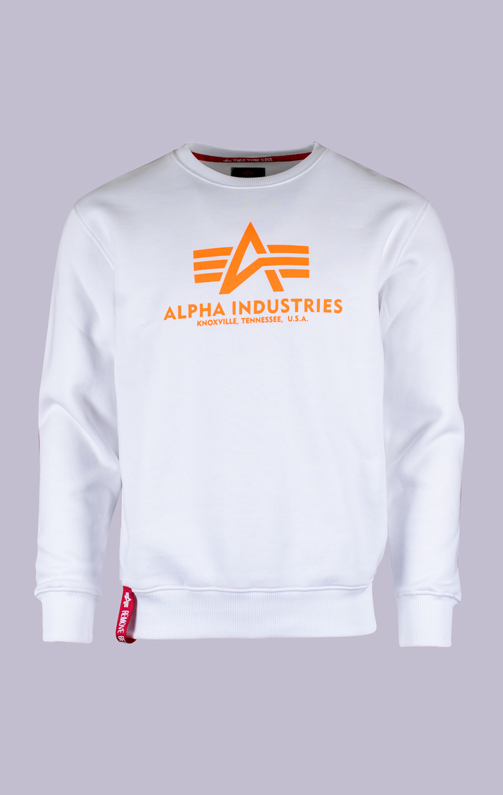 Свитшот ALPHA INDUSTRIES BASIC SWEATER white/neon orange 