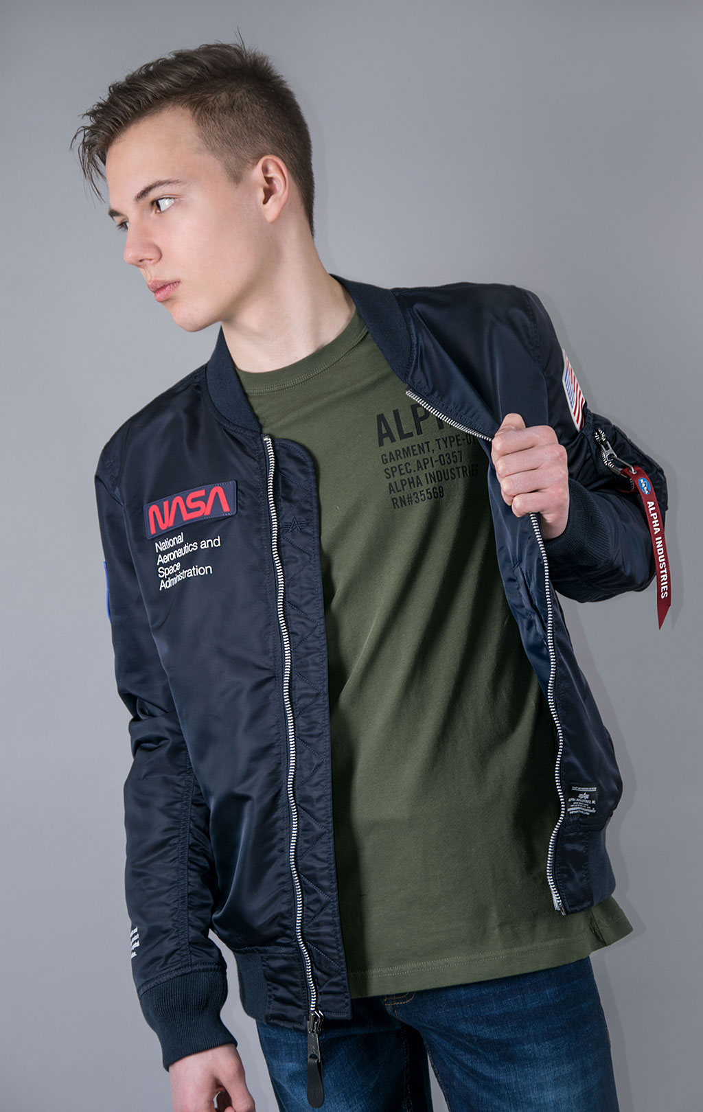 Бомбер-ветровка ALPHA INDUSTRIES L-2B NASA GEN-II FLIGHT JACKET SS 23 m replica blue 