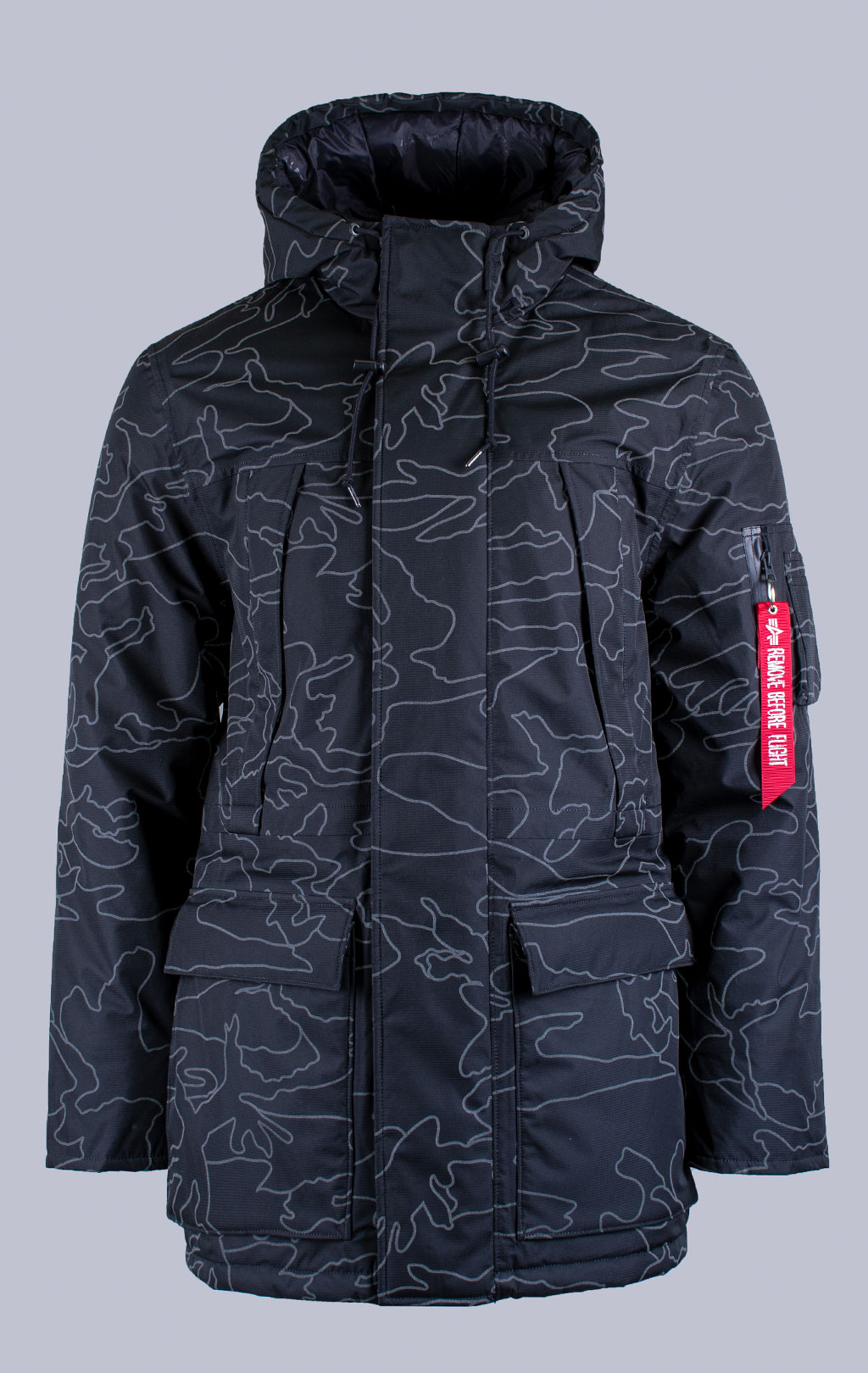 Аляска ALPHA INDUSTRIES N-3B PRIMALOFT PARKA reflective black camo 