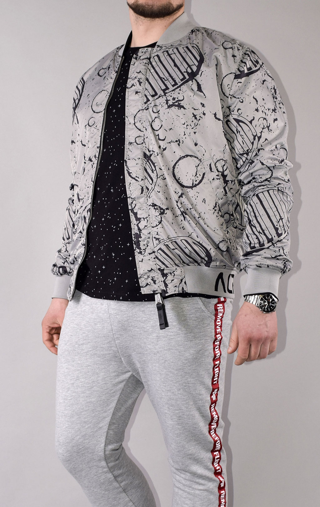 Ветровка-бомбер ALPHA INDUSTRIES MA-1 MOON LANDING REVERSIBLE black 