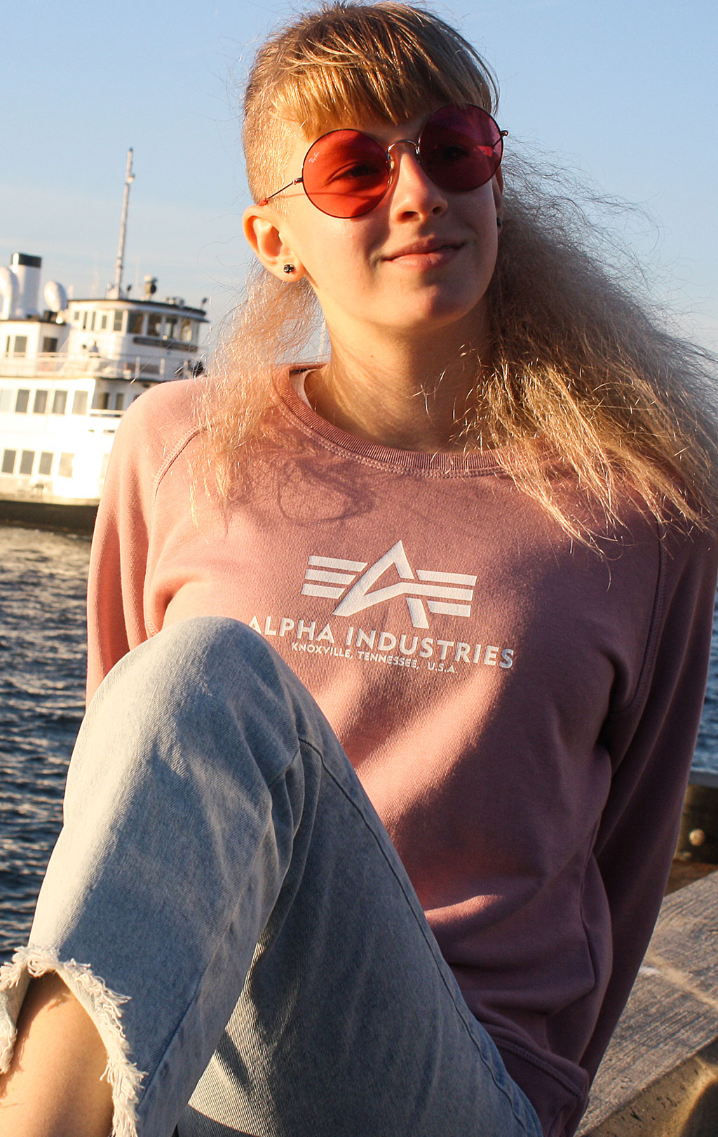 Женский свитшот ALPHA INDUSTRIES NEW BASIC SWEATER silver pink 