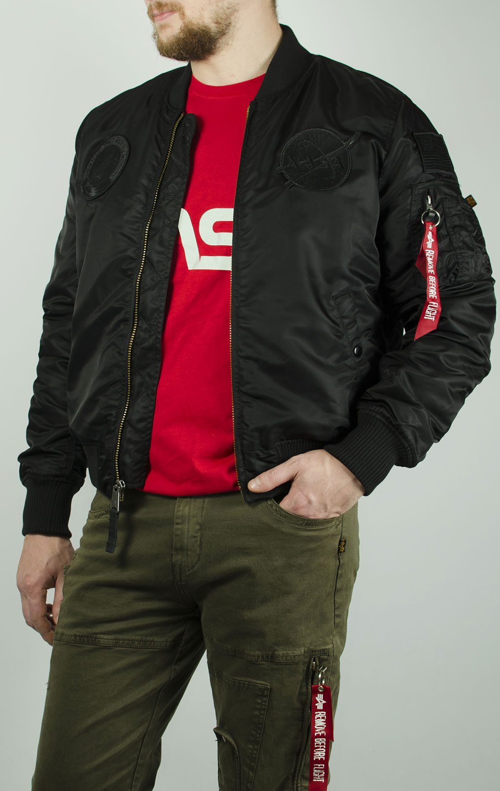 Бомбер ALPHA INDUSTRIES MA-1 VF NASA all black 
