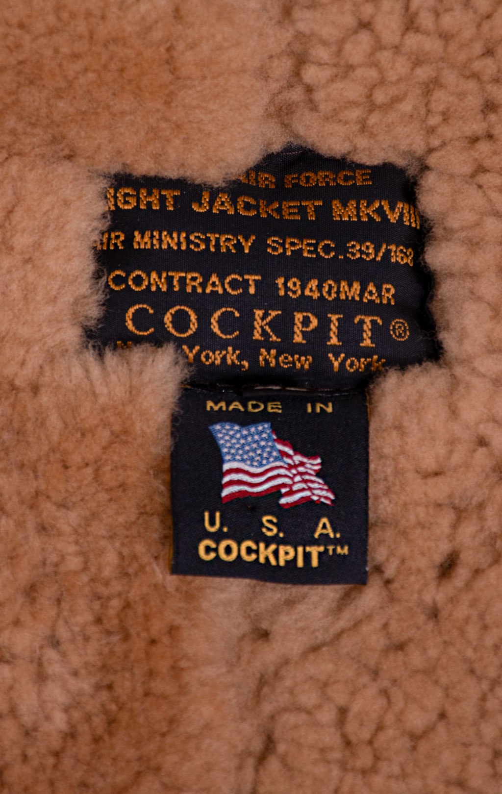 Куртка-пилот COCKPIT RAF big size овчина brown (Z2109) 