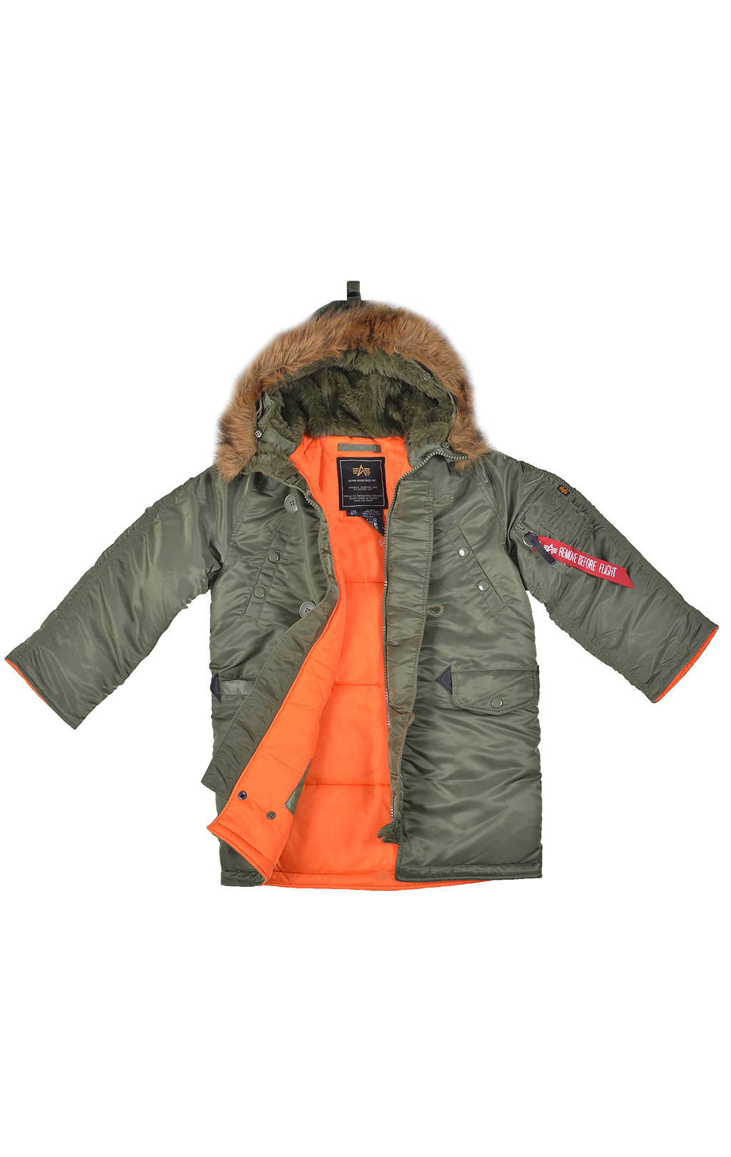 Детская аляска длинная ALPHA INDUSTRIES N-3B CLASSIC sage green 