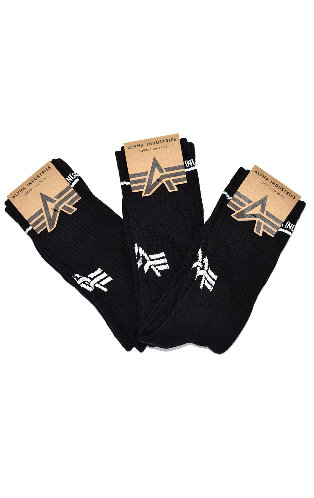 Носки ALPHA INDUSTRIES BASIC STRIPE SOCKS (упаковка 3 пары) black 