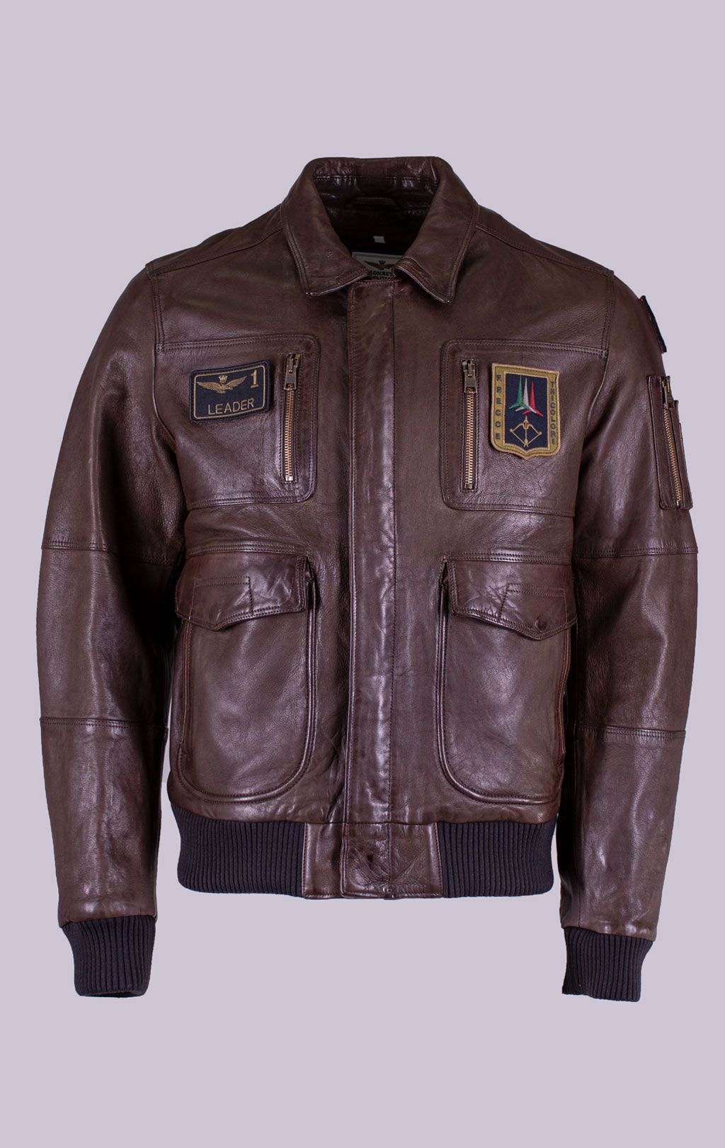 Куртка-пилот AERONAUTICA MILITARE big size кожа SS 26/IT marrone (PN 5058) 