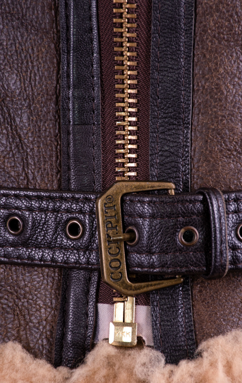Куртка-пилот COCKPIT RAF big size овчина brown (Z2109) 