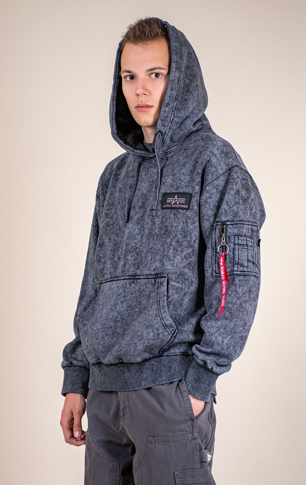 Толстовка ALPHA INDUSTRIES BACK PRINT HOODY VINTAGE black 