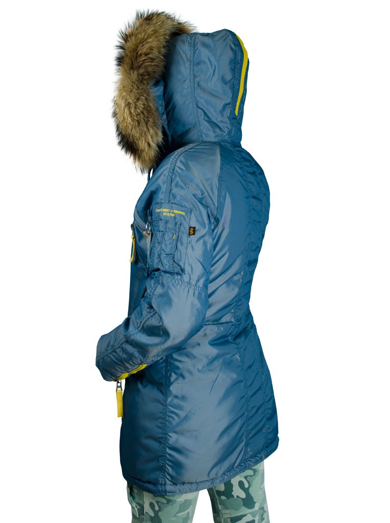Женская аляска ALPHA INDUSTRIES PPS N-3B натур. мех arctic blue 