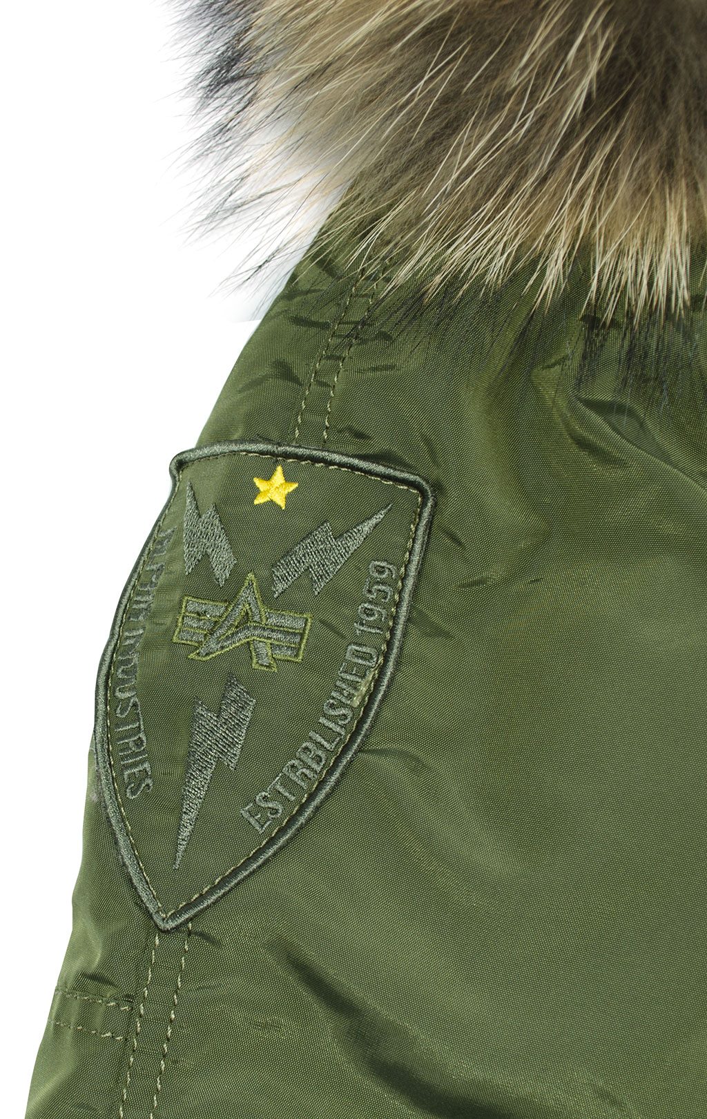 Женская аляска ALPHA INDUSTRIES PPS N-3B натур. мех dark green 