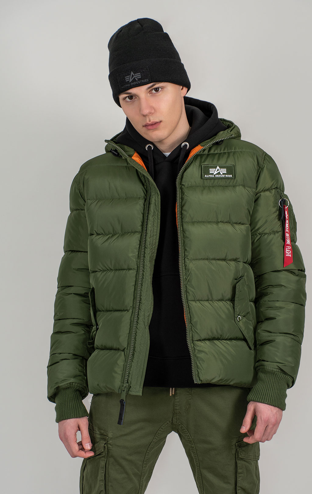 Куртка ALPHA INDUSTRIES HOODED PUFFER ALPHA FD dark green 