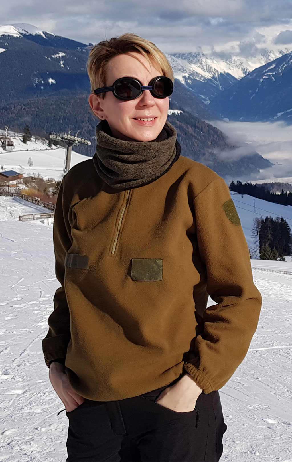 Флис 1/2 zip армейский olive Италия