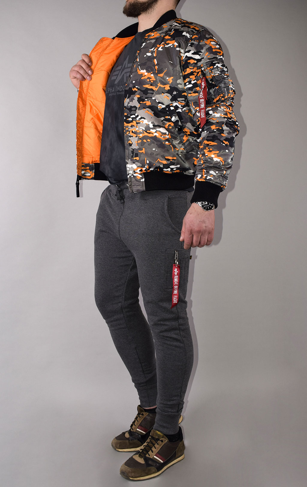 Бомбер ALPHA INDUSTRIES MA-1 VF 59 black orange camo 
