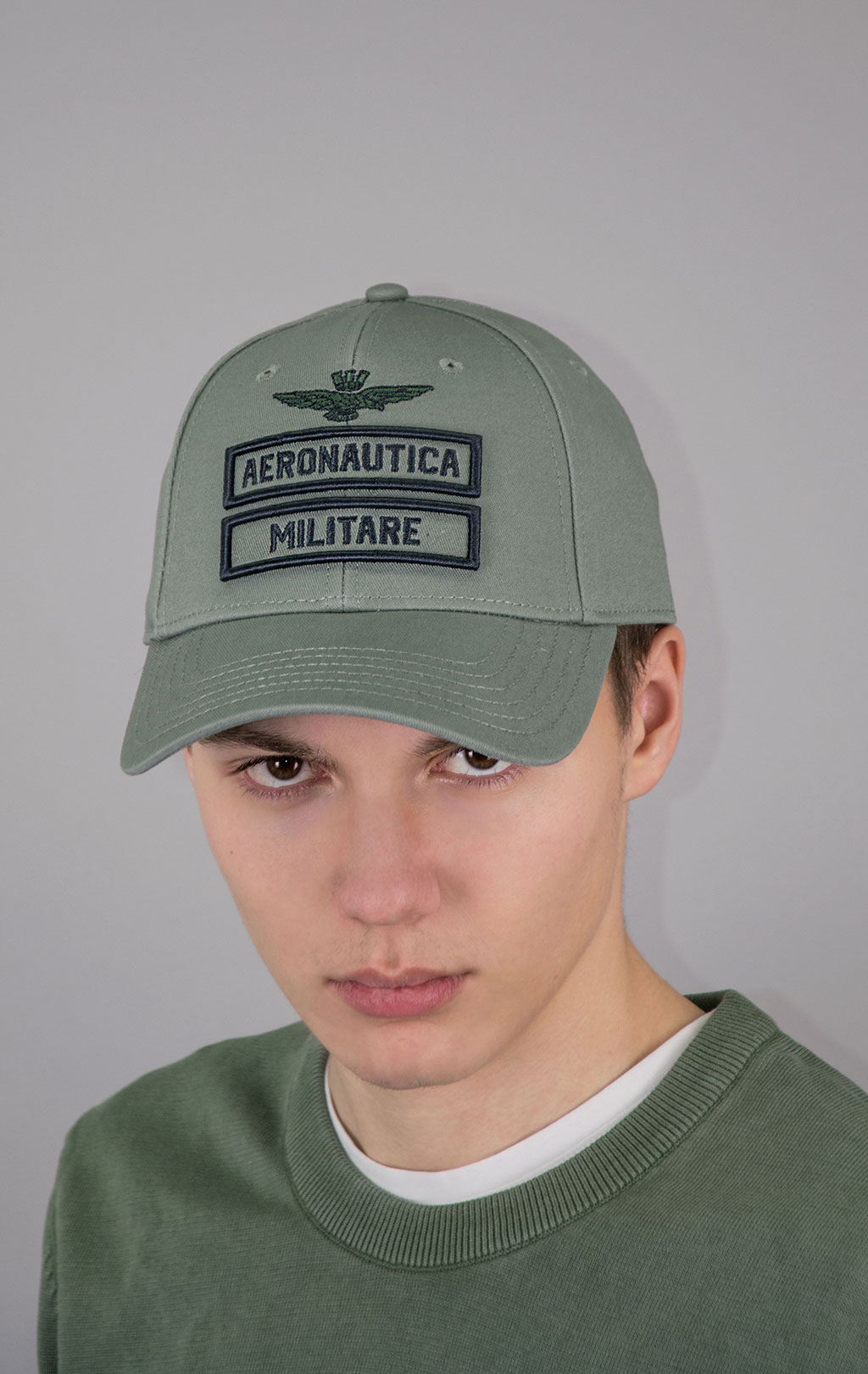 Бейсболка AERONAUTICA MILITARE SS 23/CN verde militare (HA 1126) 