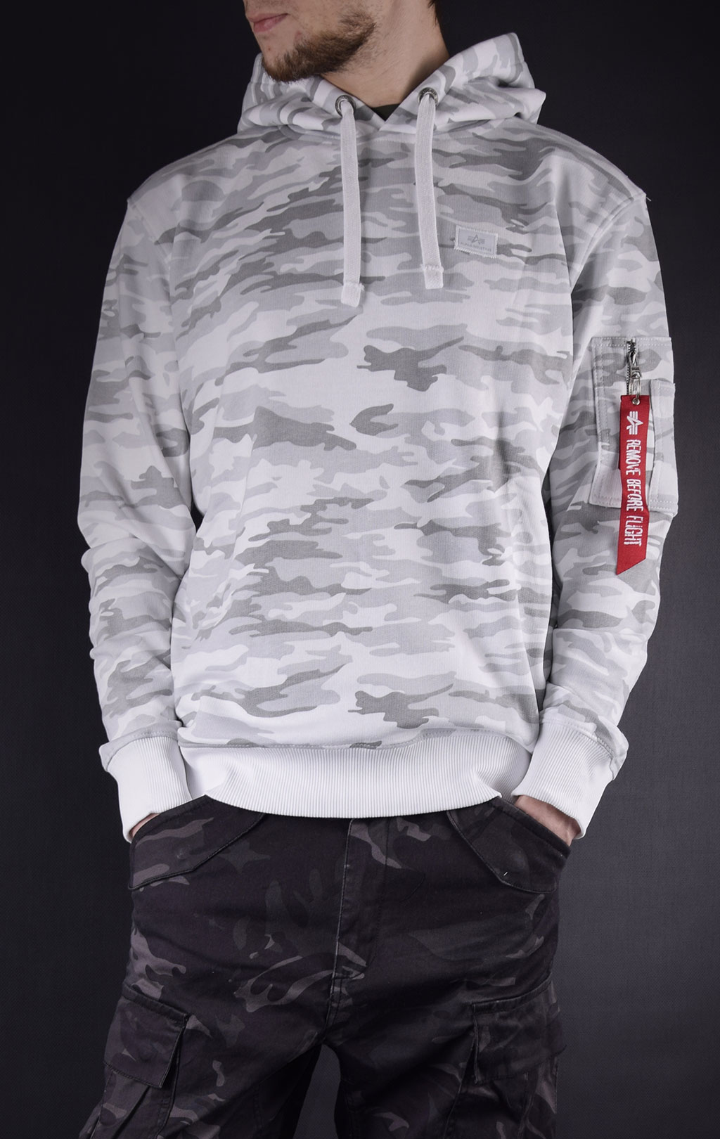 Толстовка ALPHA INDUSTRIES X-FIT HOODY white camo 