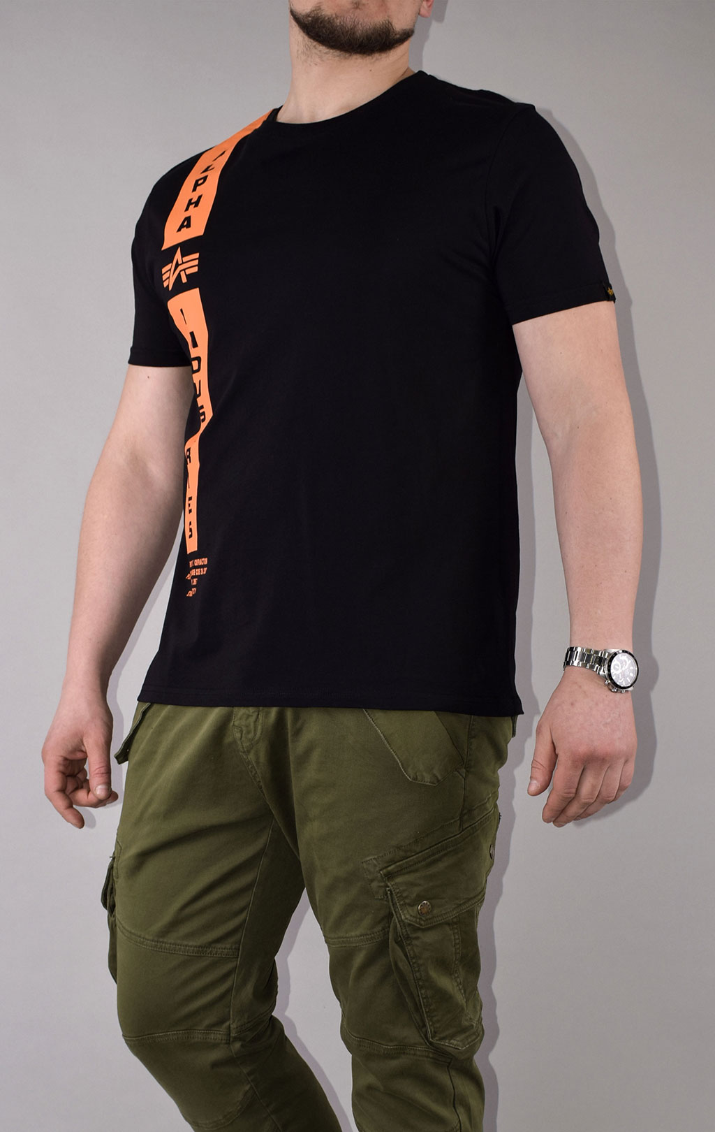 Футболка ALPHA INDUSTRIES DEFENCE black/orange 