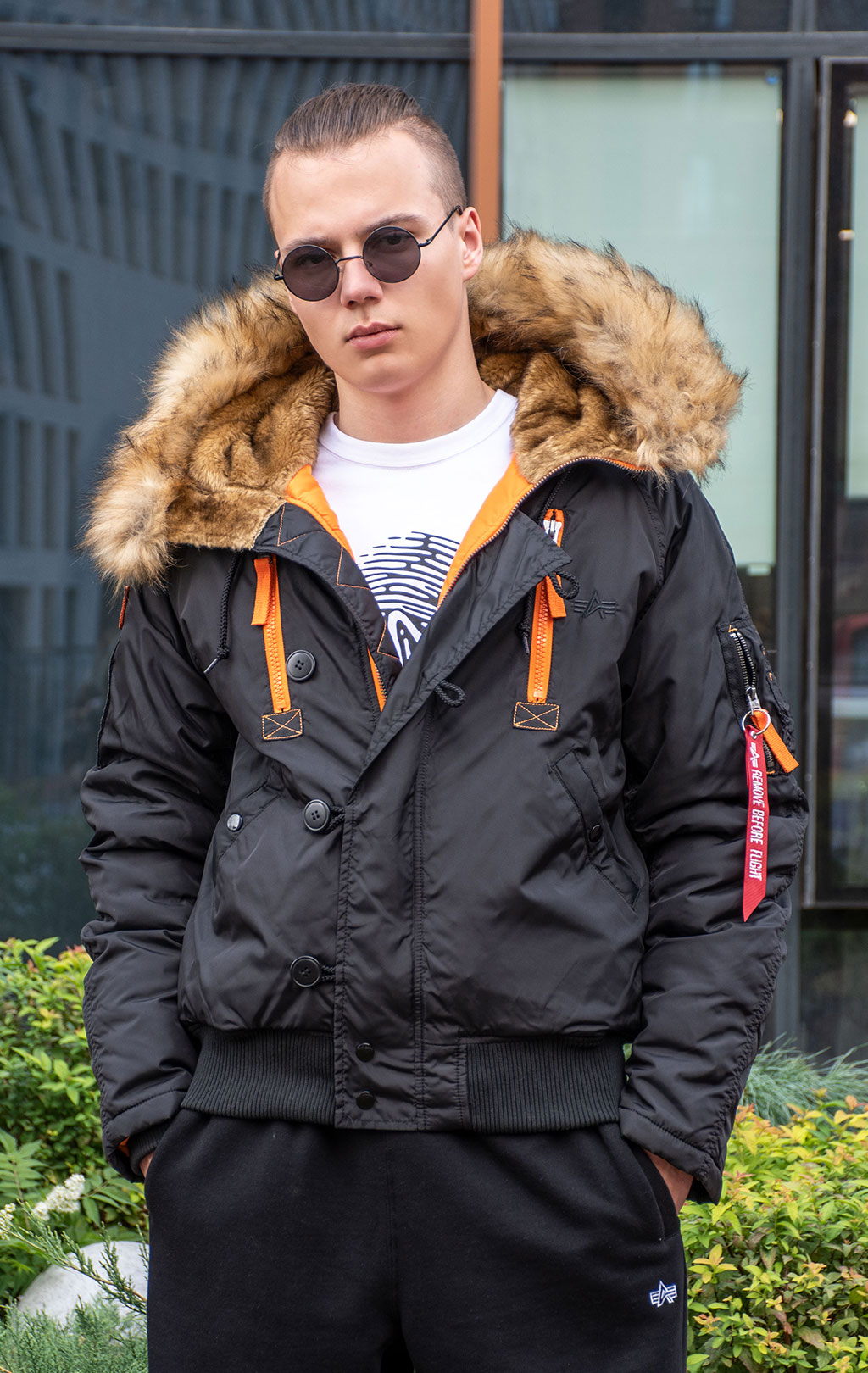 Аляска короткая ALPHA INDUSTRIES N-2B PPS black/orange 