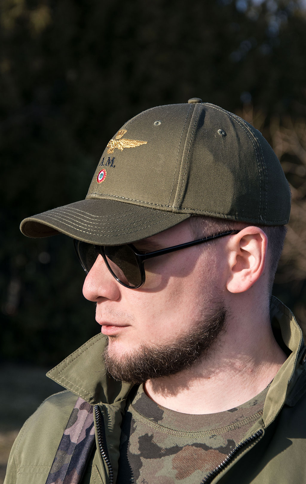 Бейсболка AERONAUTICA MILITARE SS 22/CN verde militare (HA 1100) 
