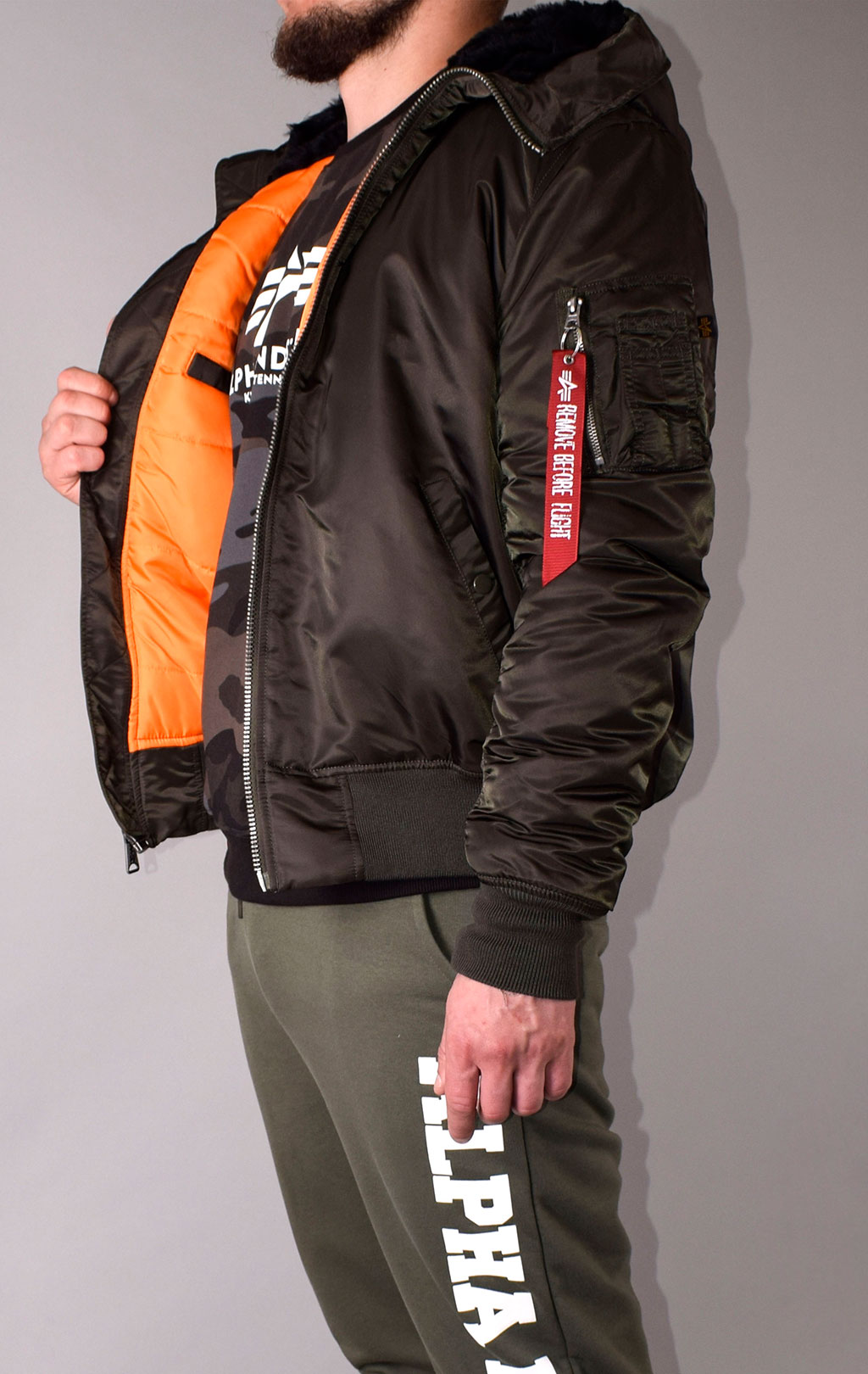 Куртка ALPHA INDUSTRIES MA-1 HOODED black olive 