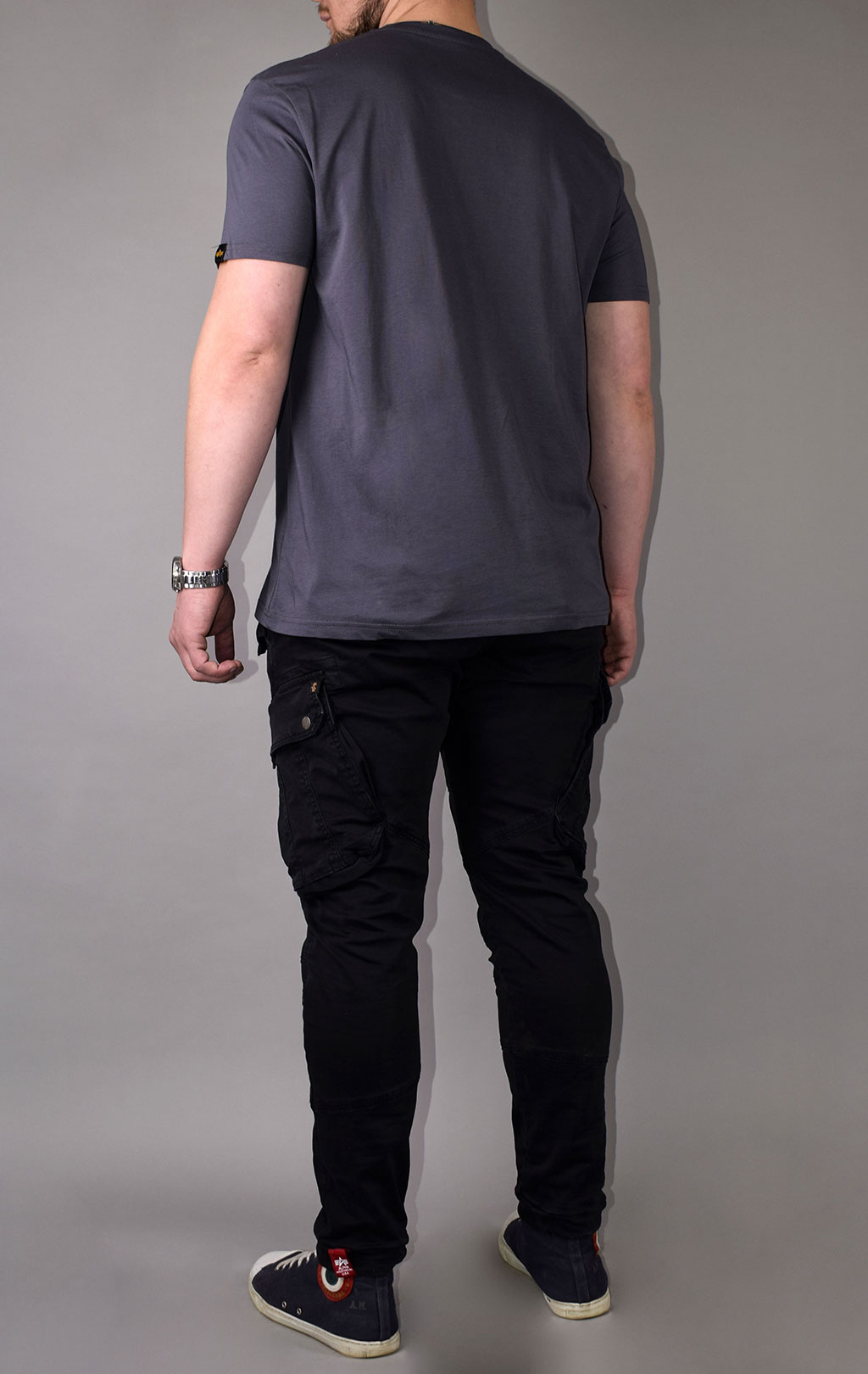 Футболка ALPHA INDUSTRIES BASIC T big size grey black 
