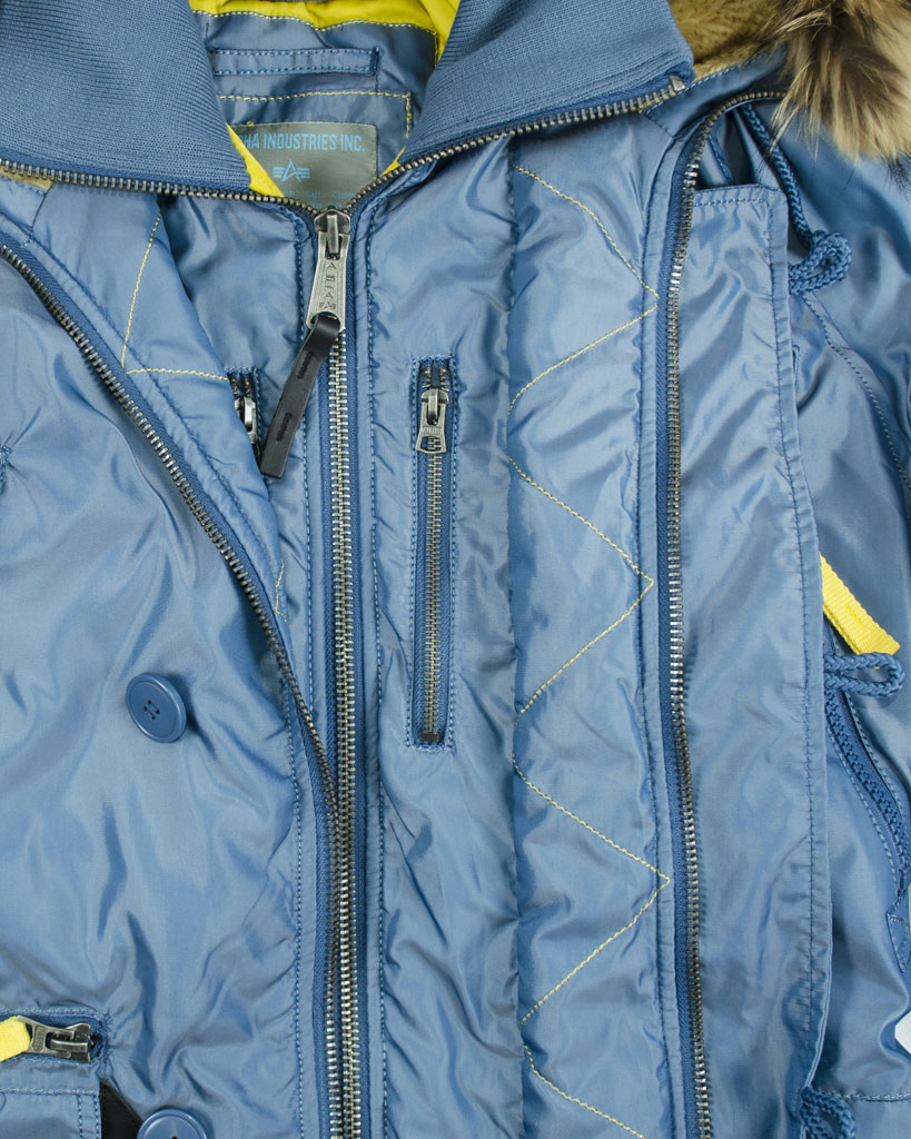Женская аляска ALPHA INDUSTRIES PPS N-3B натур. мех arctic blue 
