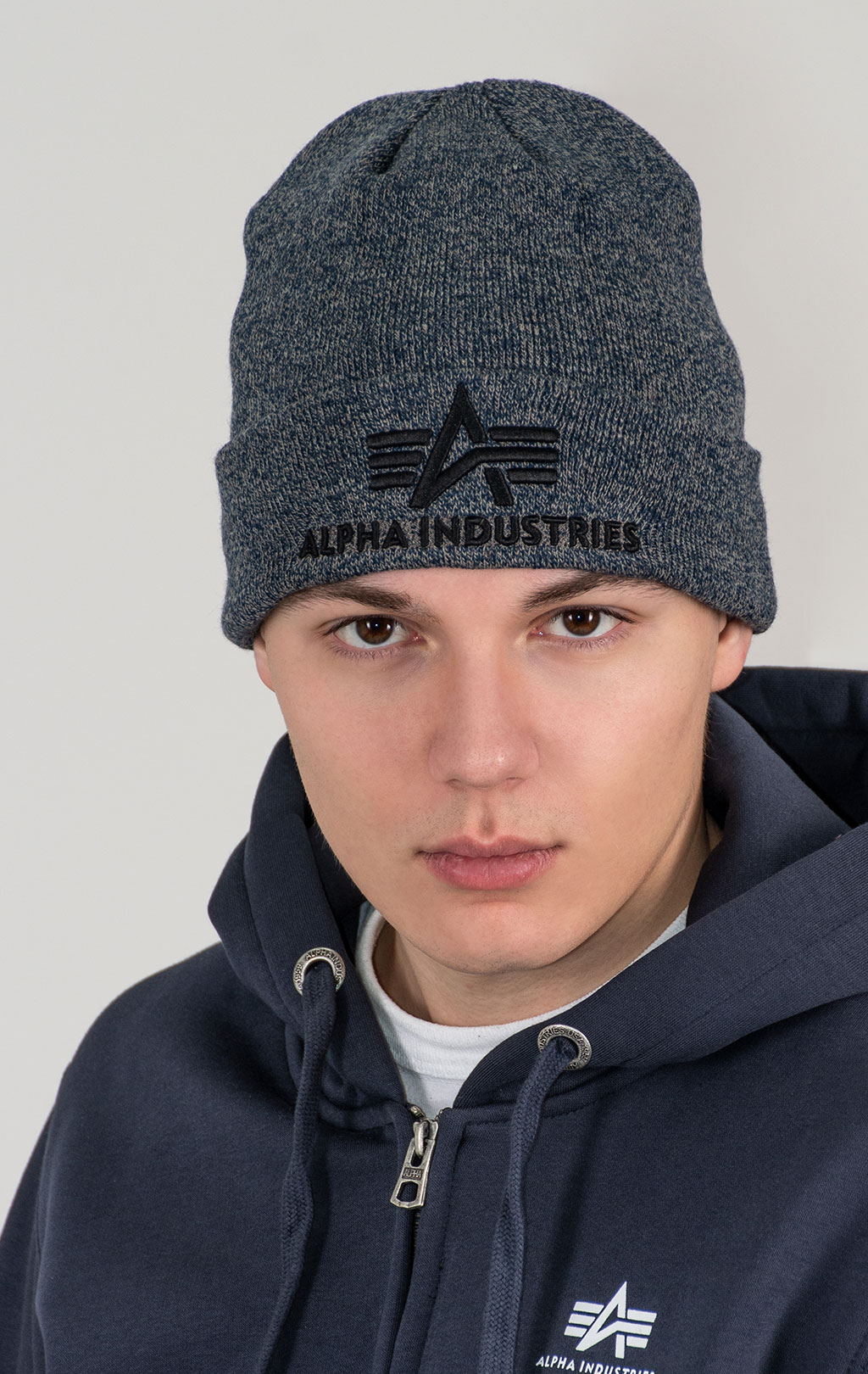 Шапка ALPHA INDUSTRIES 3D BEANIE charcoal heather 