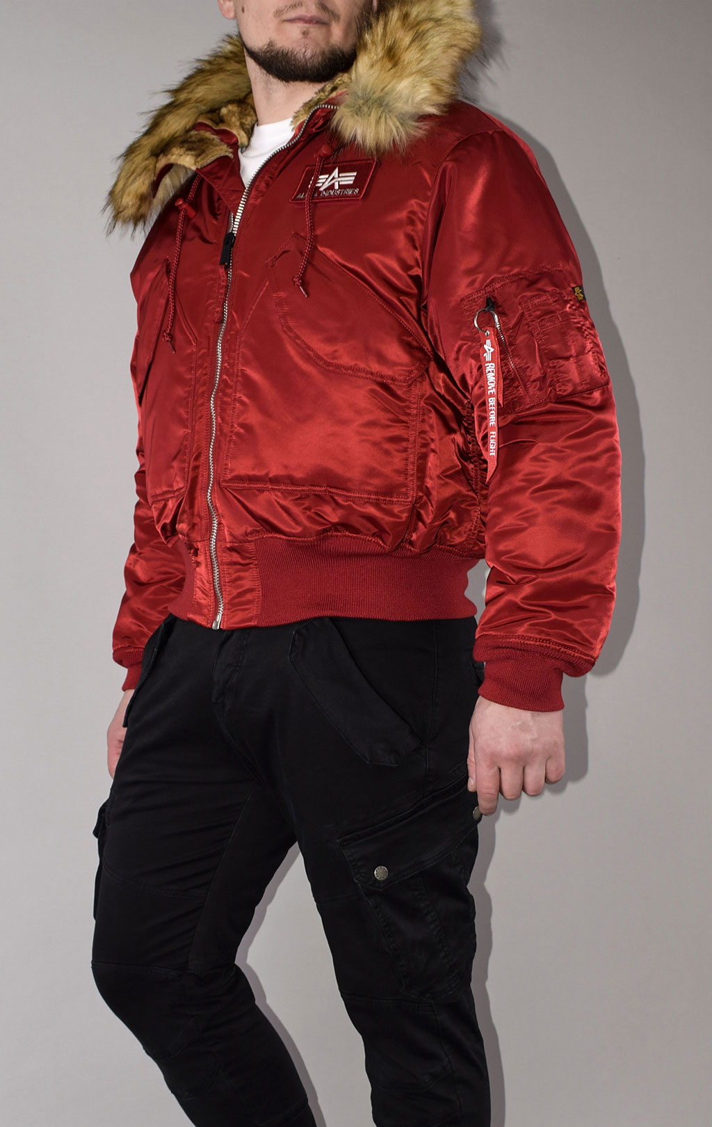 Аляска короткая ALPHA INDUSTRIES 45P HOODED CUSTOM commander red 