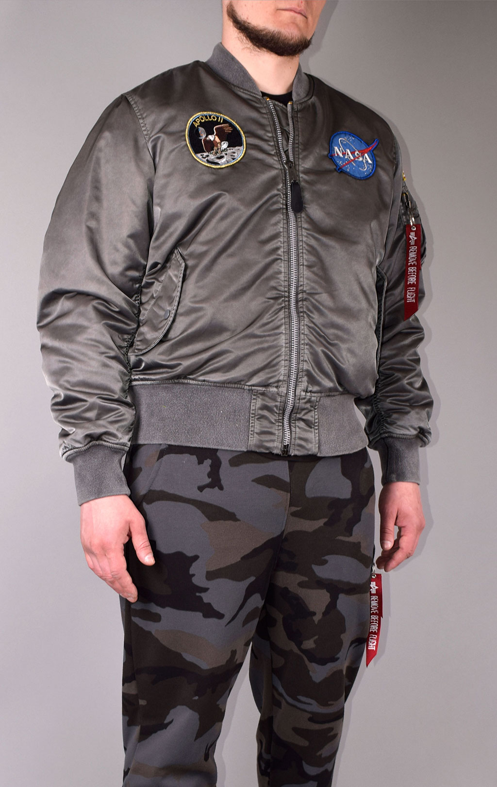 Бомбер ALPHA INDUSTRIES MA-1 APOLLO BATTLEWASH new silver 