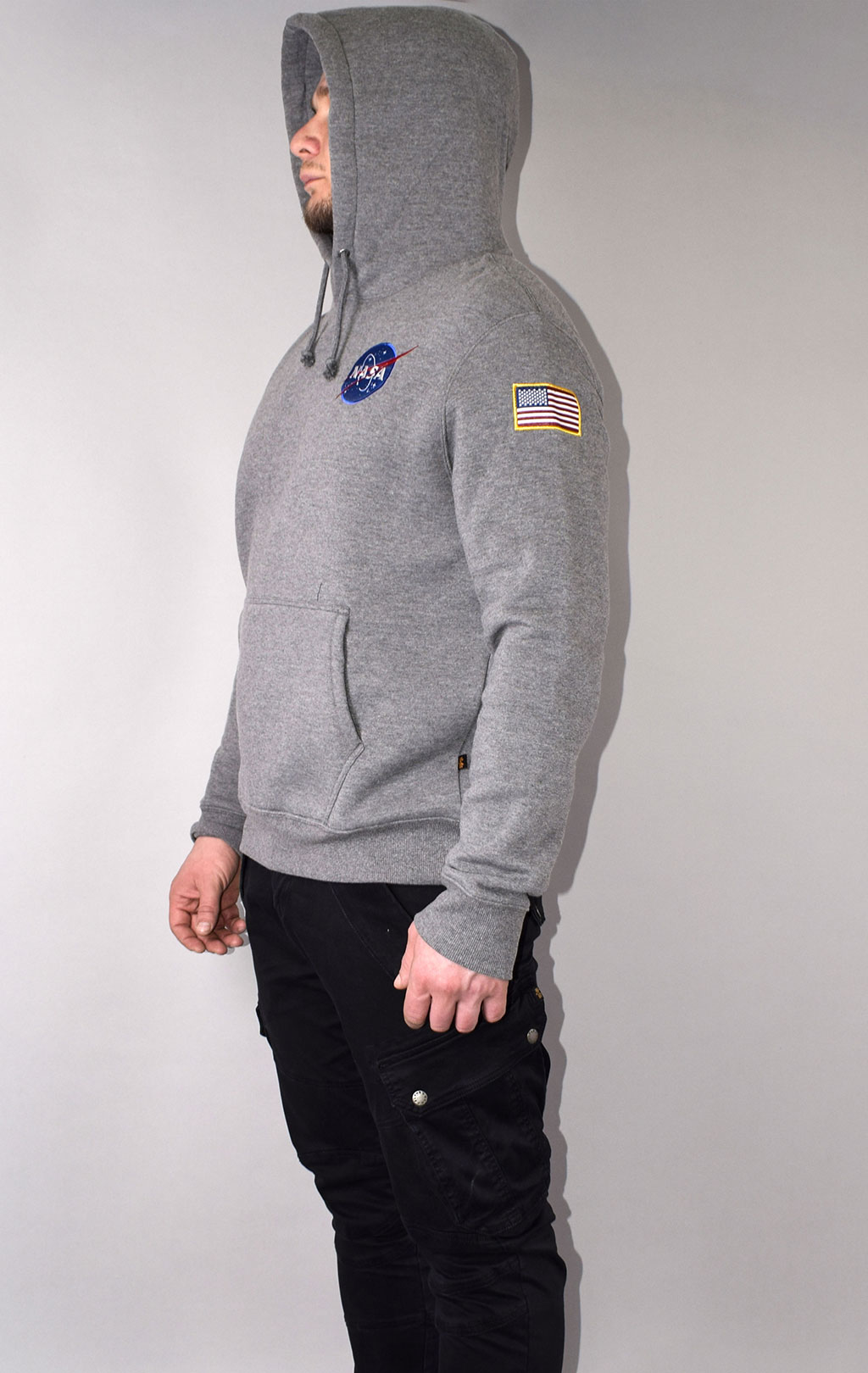Толстовка ALPHA INDUSTRIES NASA SPACE SHUTTLE HOODIE medium charcoal heather 